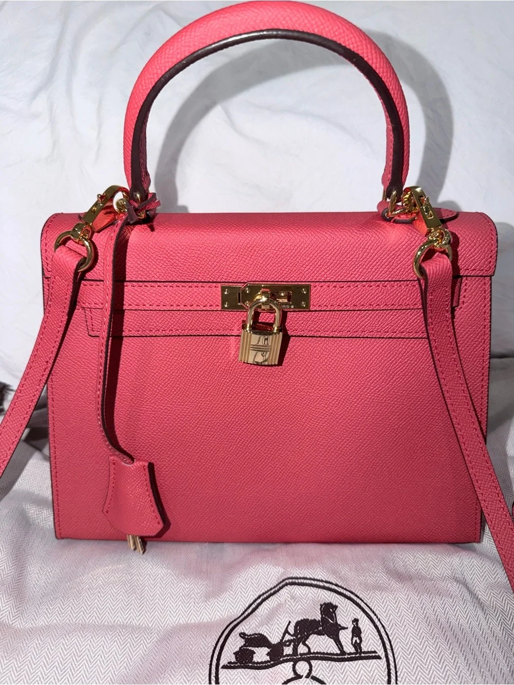 Red fashion  Top-Handle Leather Satchel with Gold Hardware